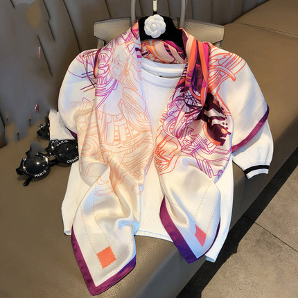 Women's Geometric Square Scarf - Large Polyester Fashion Accessory