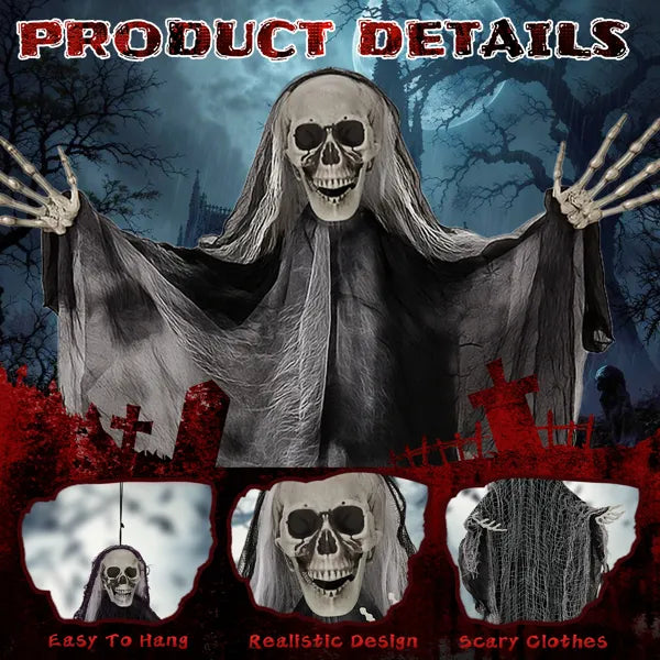3 Pack Hanging Halloween Skeleton Ghost Decorations - Grim Reapers
