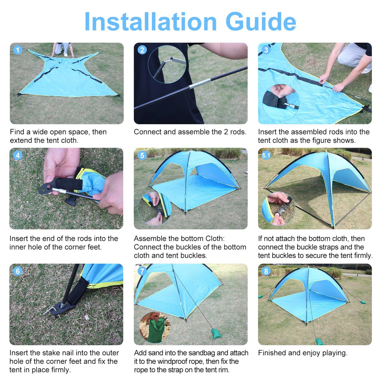 4-6 Person Beach Tent Canopy - Waterproof with Carry Bag
