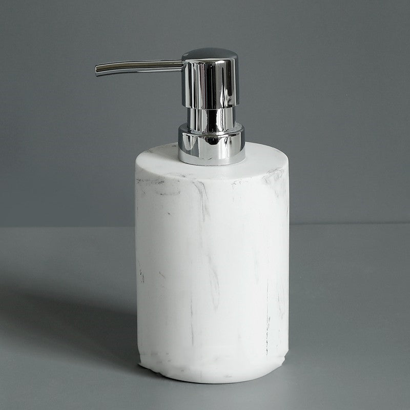 5-Piece Bathroom Accessory Set with Marble Texture Resin Finish - Black & White