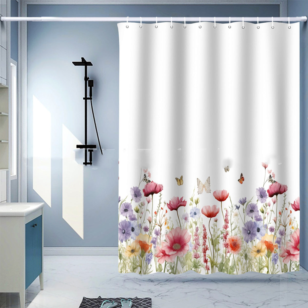 Waterproof Digital Printing Shower Curtain - Punch-Free European Style 183x214cm