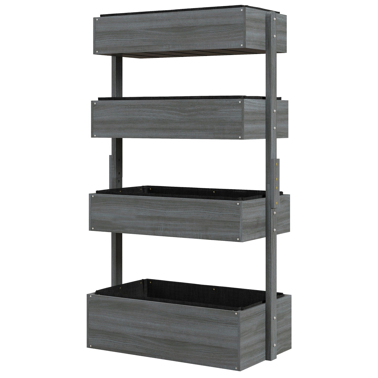 Outdoor Wooden Vertical Garden Planter Box - 4 Tier Self-Draining Herb Vegetables Flower Bed
