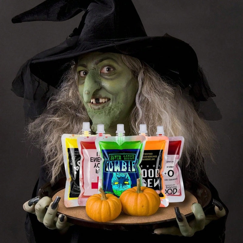 21-Pack Reusable Halloween Blood Drink Bags with Funnels