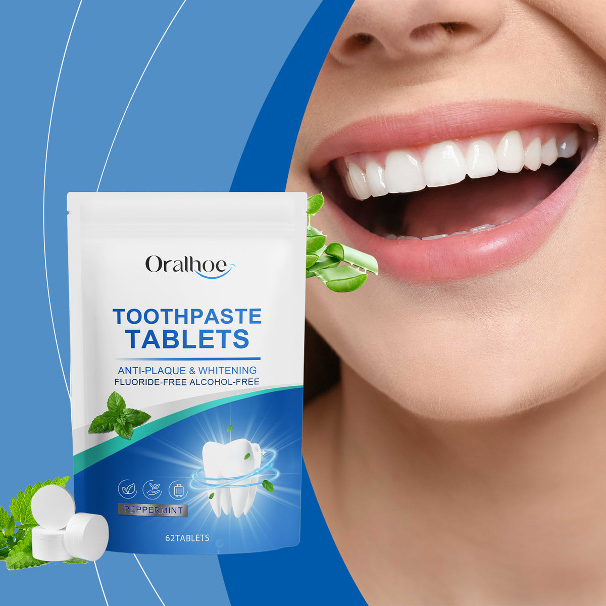Mint Breath-Freshening Toothpaste Tablets – 62 Count