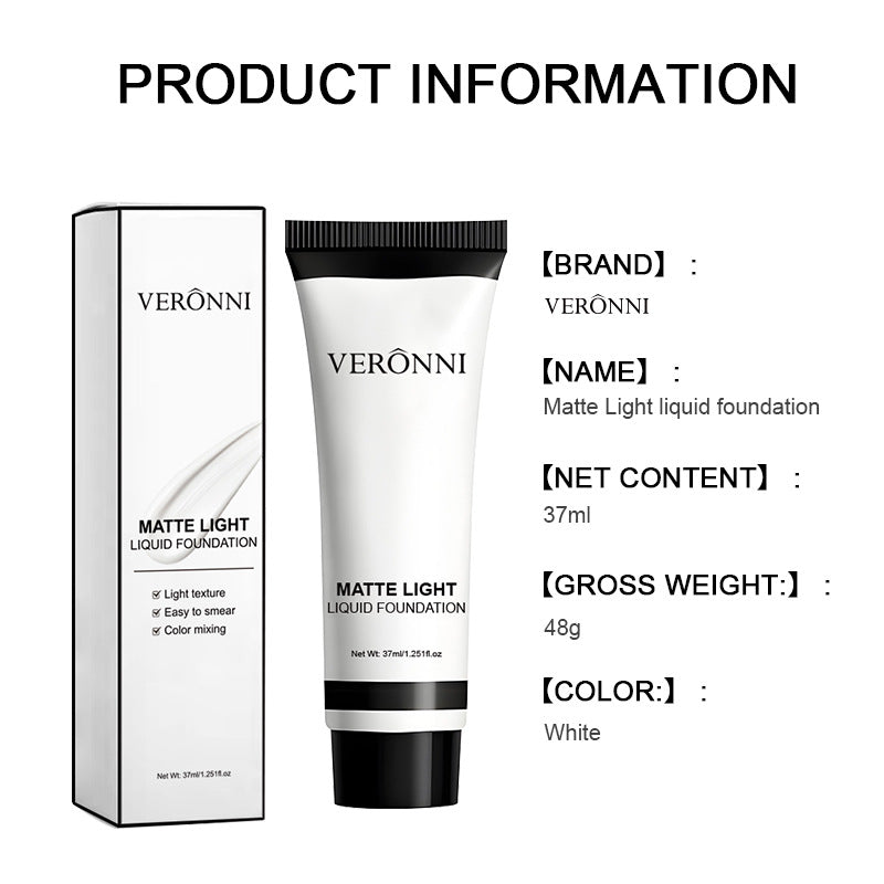 White Liquid Foundation 37ml Long-Lasting Concealer for Face Makeup