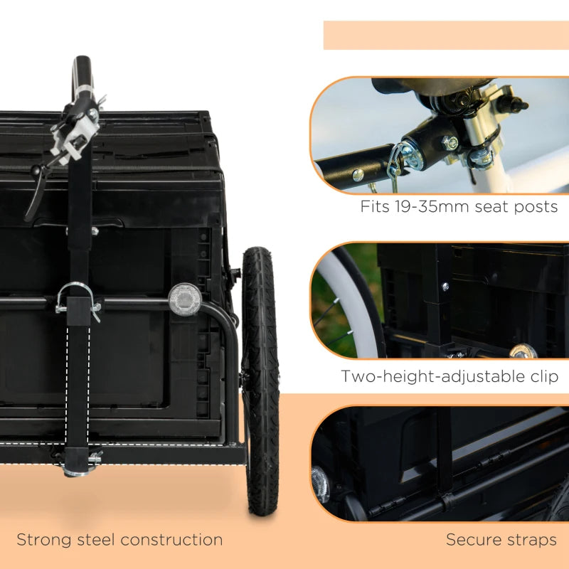 Bike Cargo Trailer with Removable Storage Box - Black Bicycle Trailer