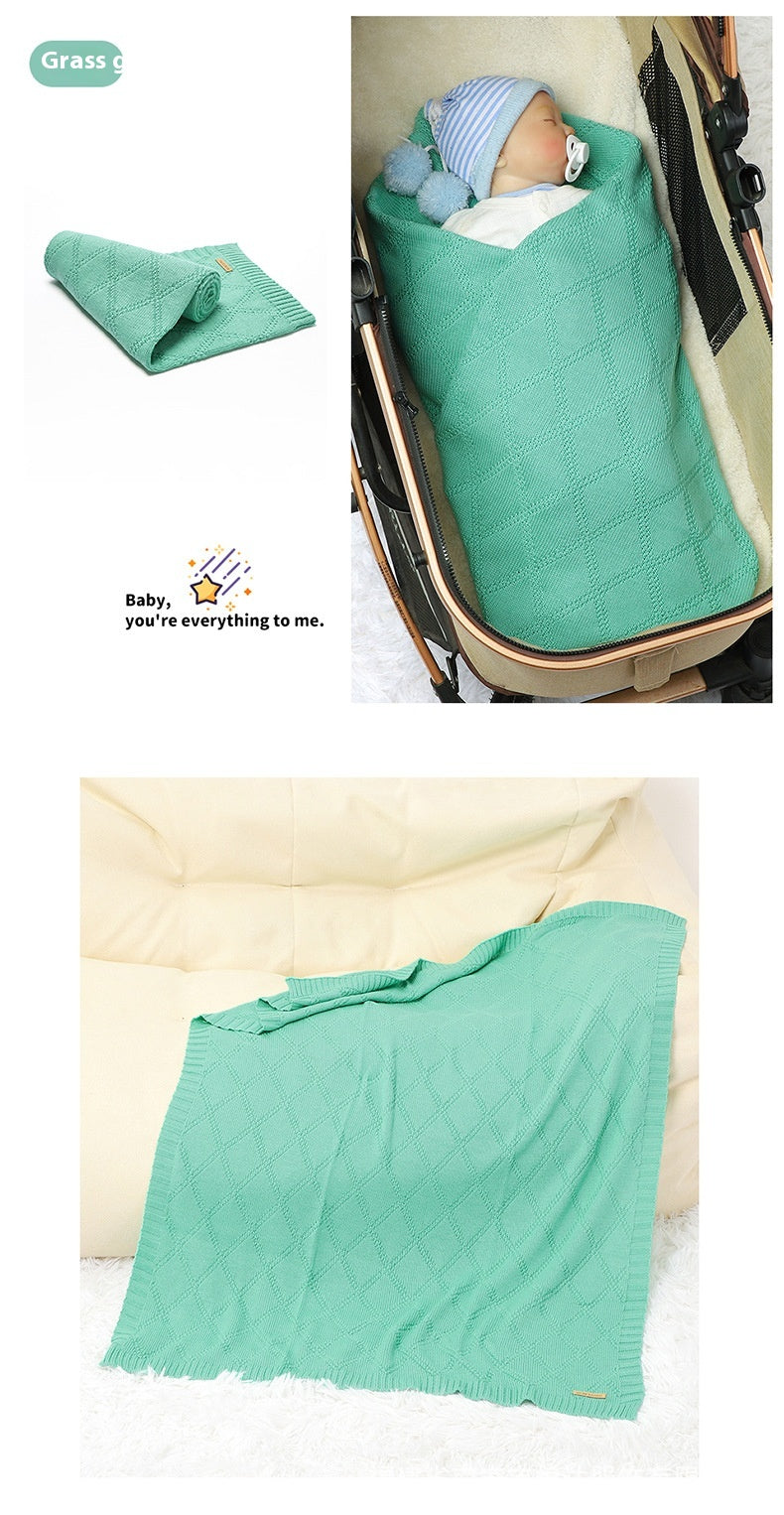 Baby Knitted Blanket 70x90cm Cotton Solid Color Bedding for Toddler