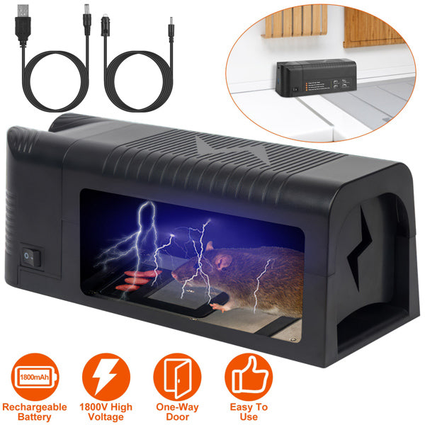 High Voltage Electronic Rat Trap - Rechargeable Indoor & Outdoor Mice Killer