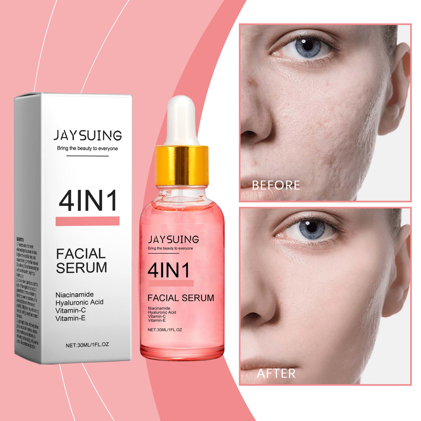 4-in-1 Nicotinamide Facial Serum - Vitamin C & E Skin Glow Treatment 30ml