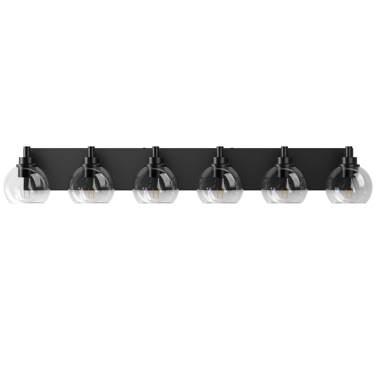 6-Light Bathroom Vanity Light Fixture - Rustic Black Glass Shade