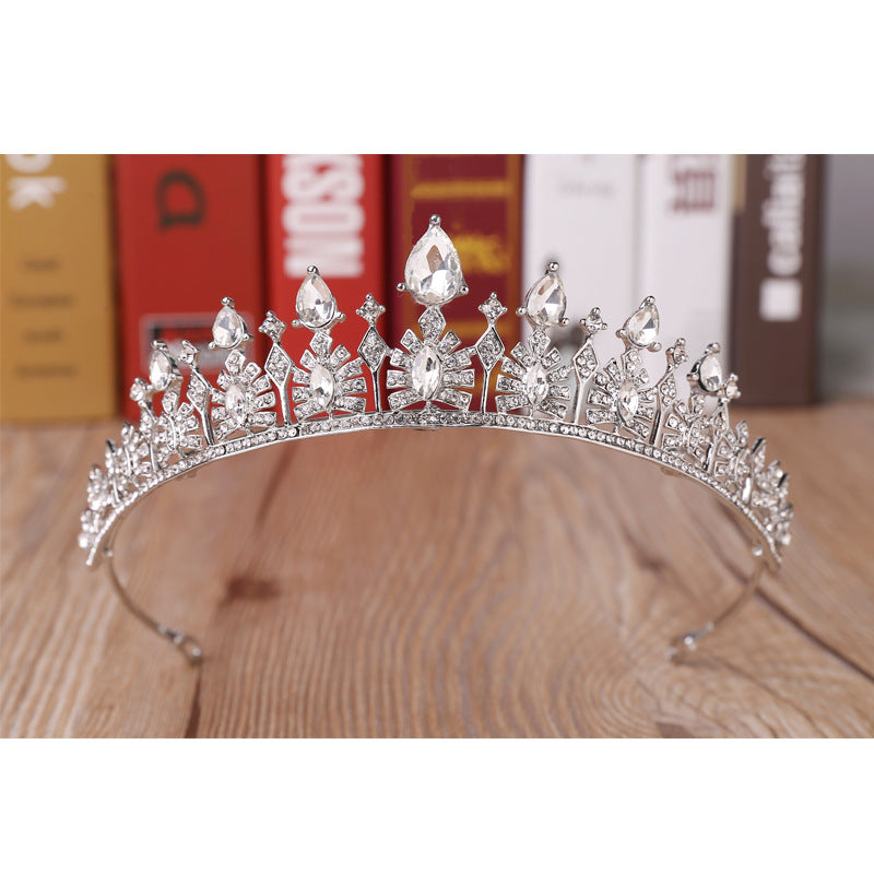Bridal Tiara Crown for Wedding - Gold & White Rhinestone Headband