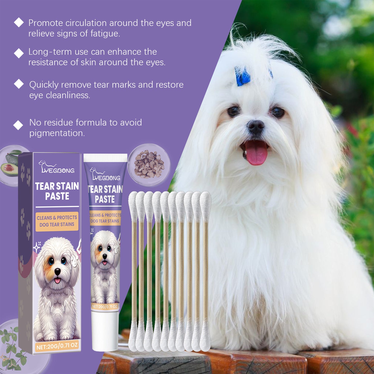 Dog Tear Stain Remover Paste with Honeysuckle & Coconut Oil - Gentle Brightening Eye Care 20g