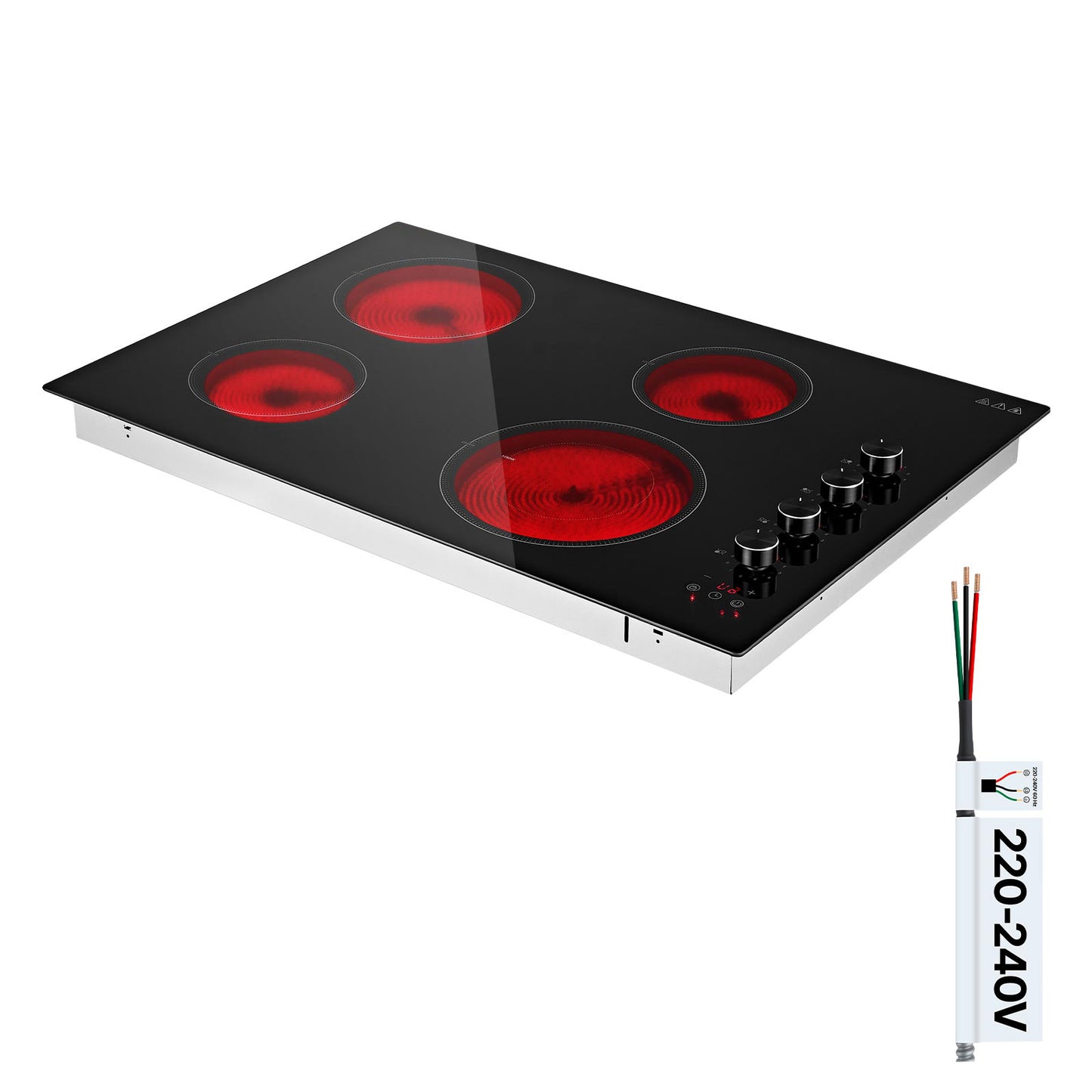 30 Inch Electric Cooktop 4 Burners 6700W Ceramic Built-in Stove with Touch Control