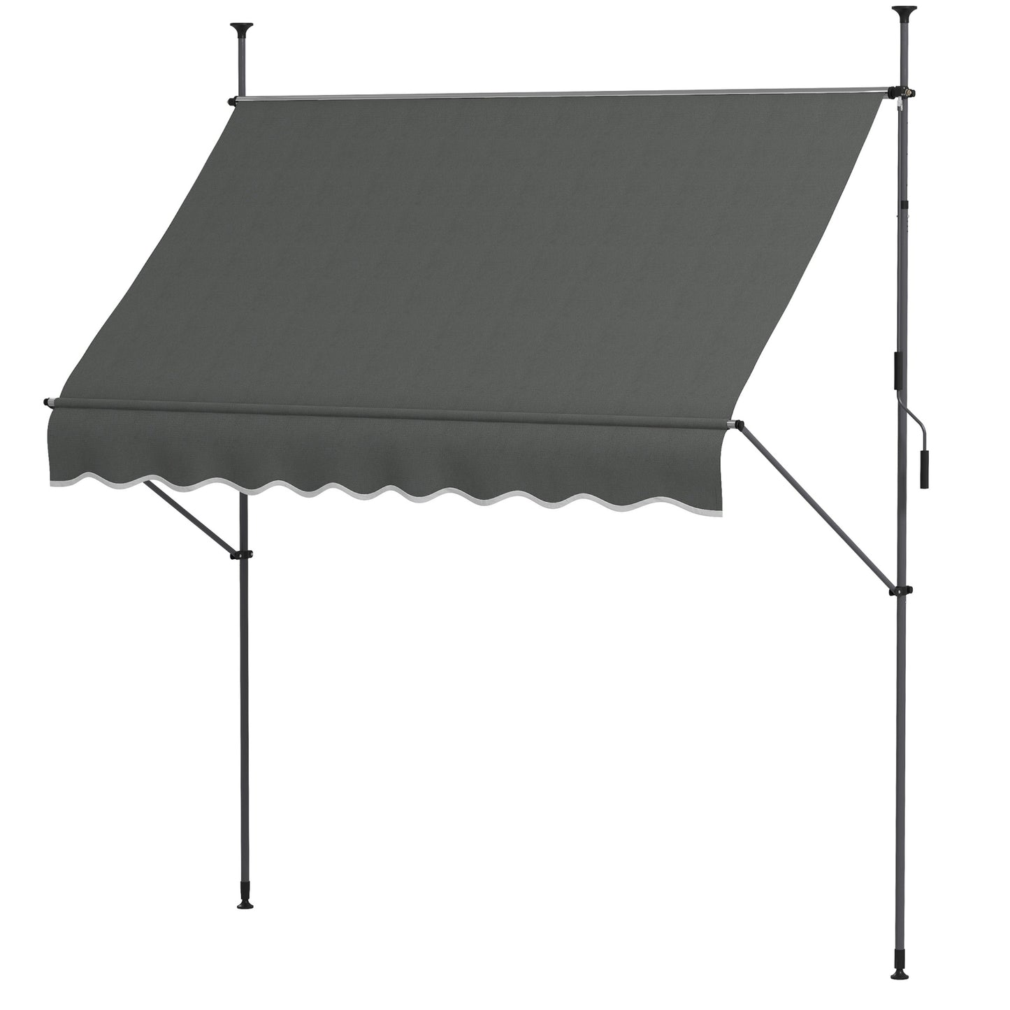 Manual Retractable Patio Awning - UV Resistant, Dark Gray
