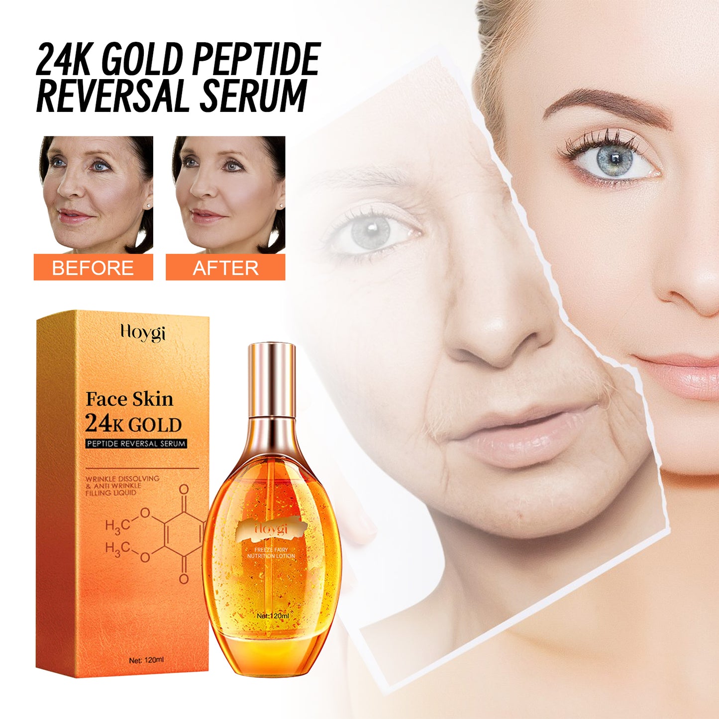 24K Gold Peptide Anti-Aging Serum - Moisturizing & Firming Facial Essence