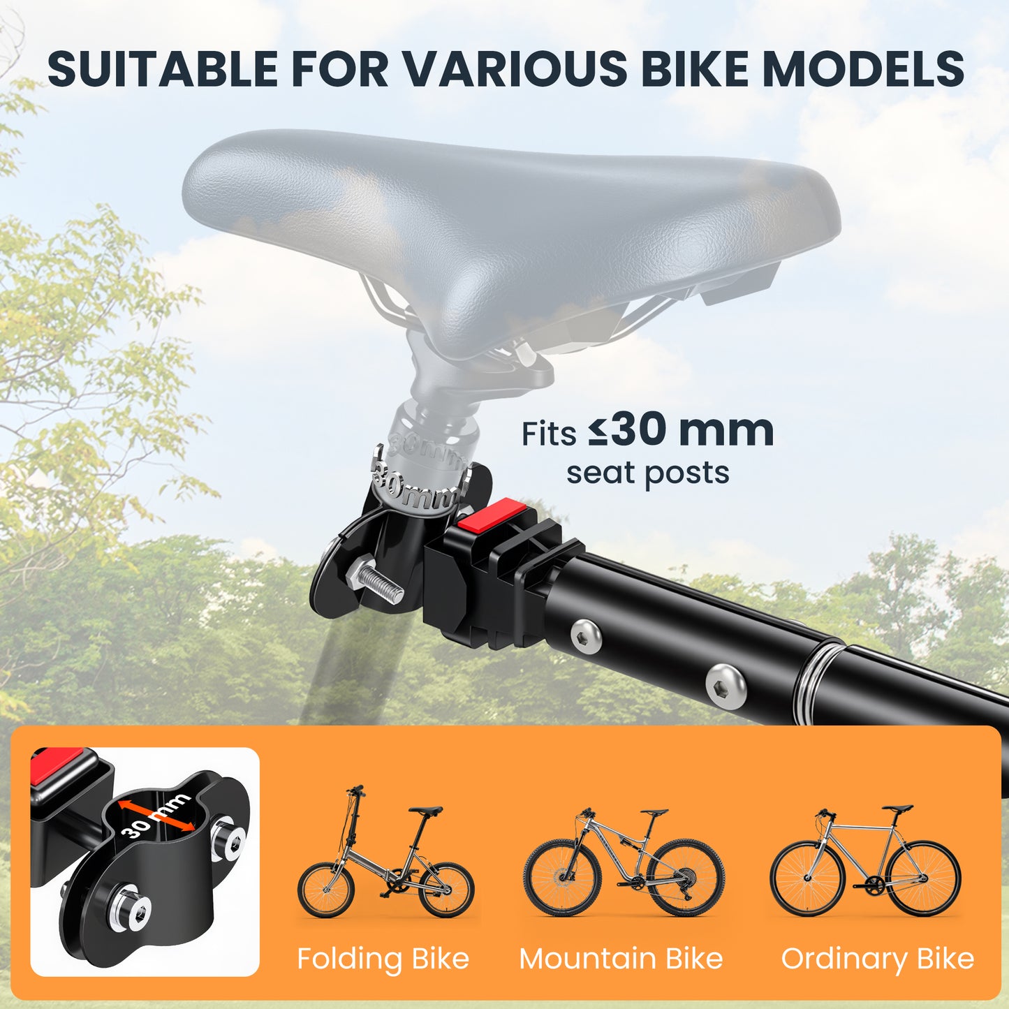 Foldable Bike Cargo Trailer Cart - 88 lbs Capacity, Black