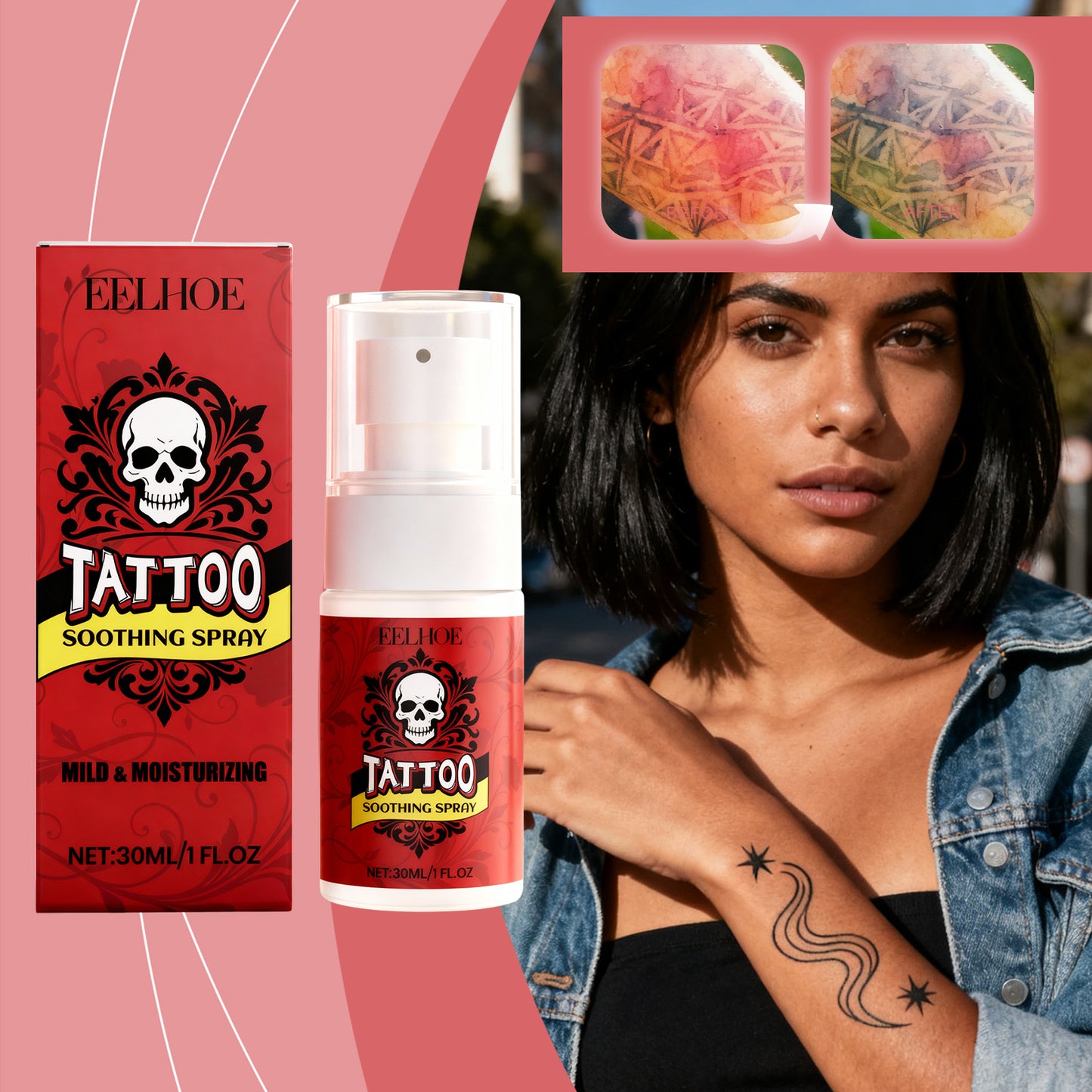 Tattoo Soothing Spray 30ml - Gentle Moisturizing Skin Care for Tattooed Skin