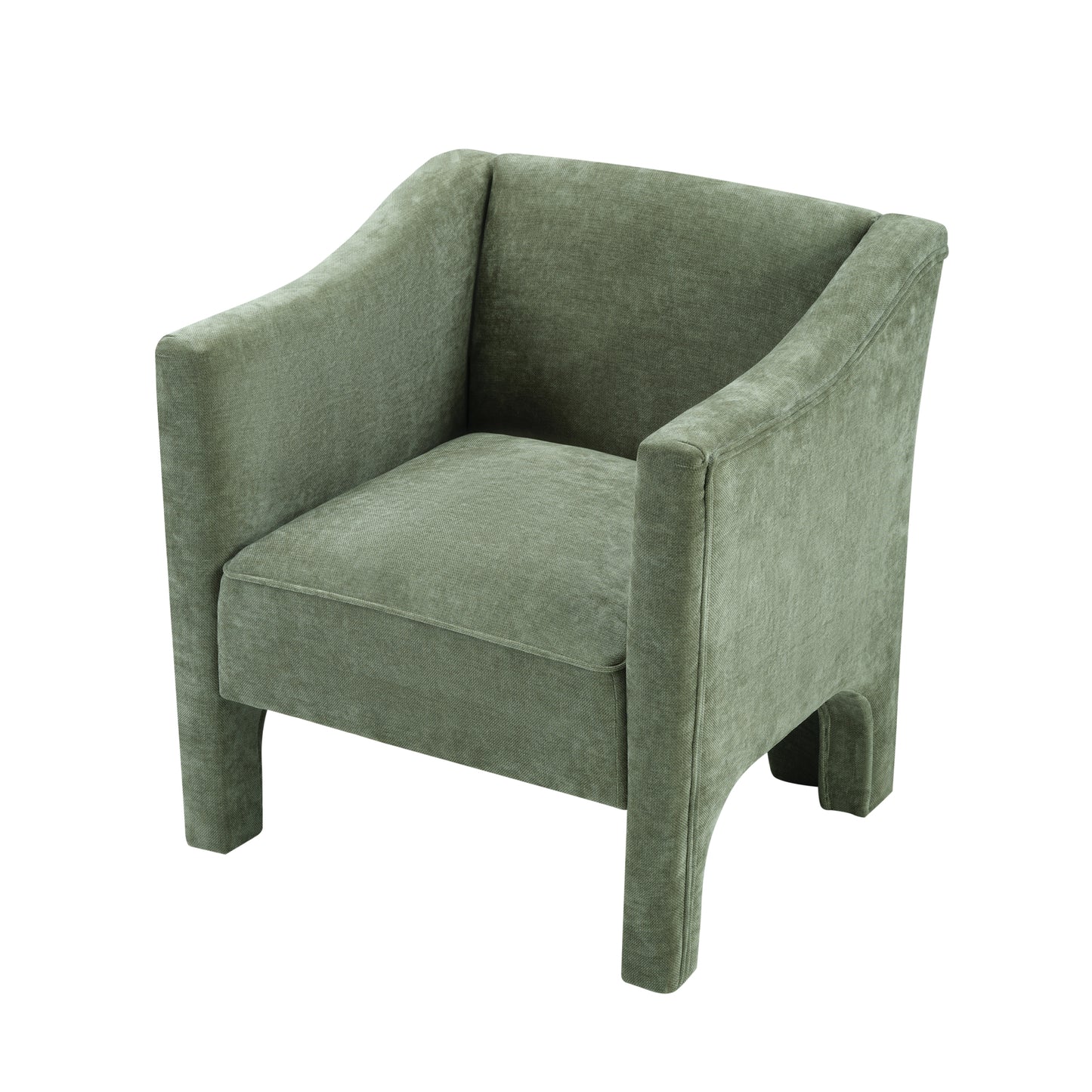 Modern Green Barrel Accent Chair - Upholstered Armchair for Living Room & Bedroom