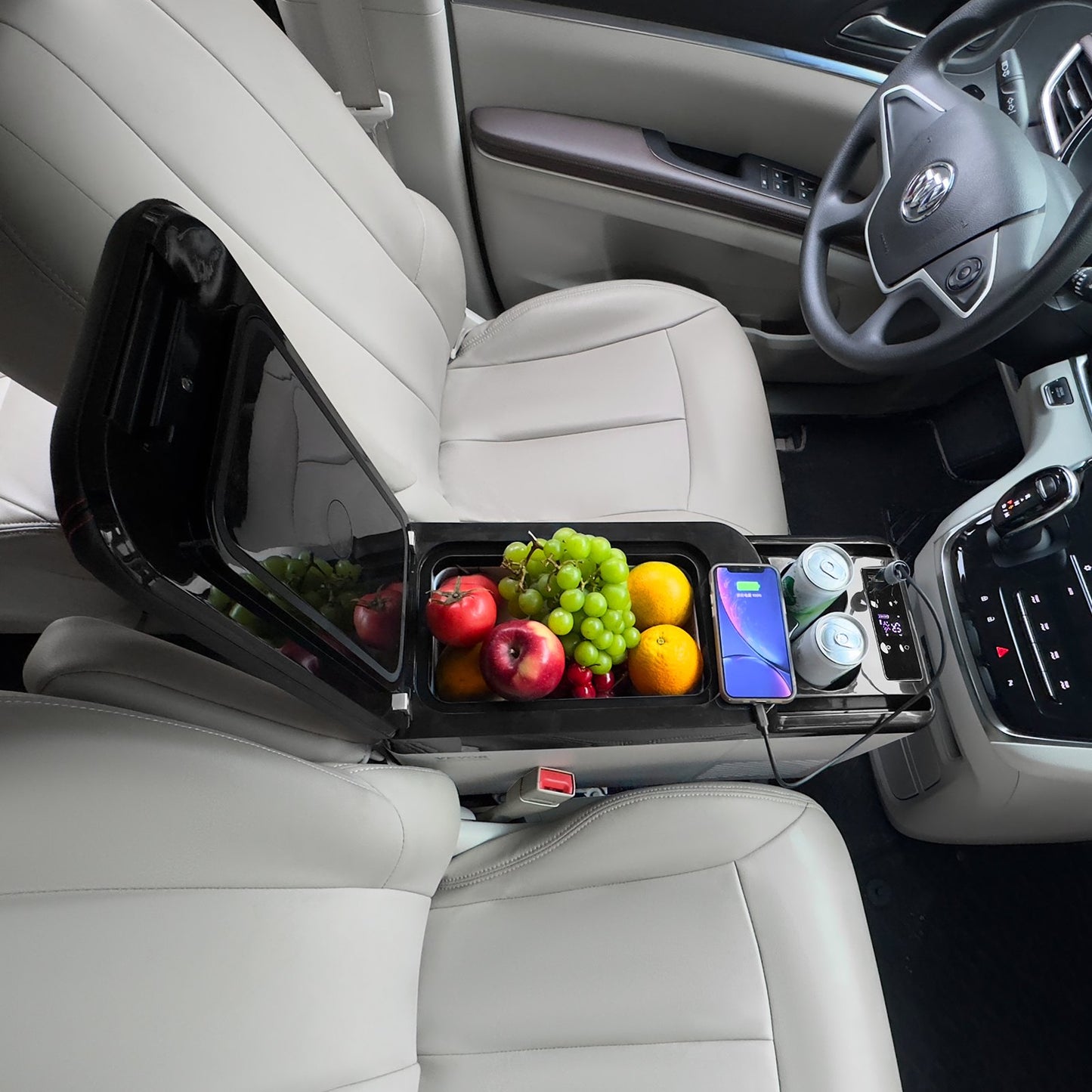 Portable Car Refrigerator Freezer 15L with Bluetooth Control - Grey