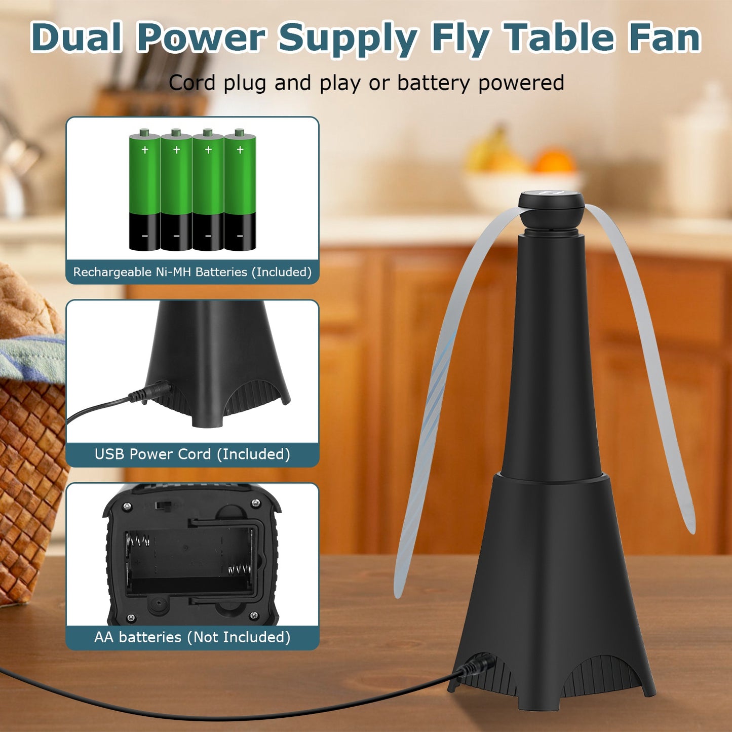Portable Fly Repellent Fan - Rechargeable 2-Pack for Indoor/Outdoor Use