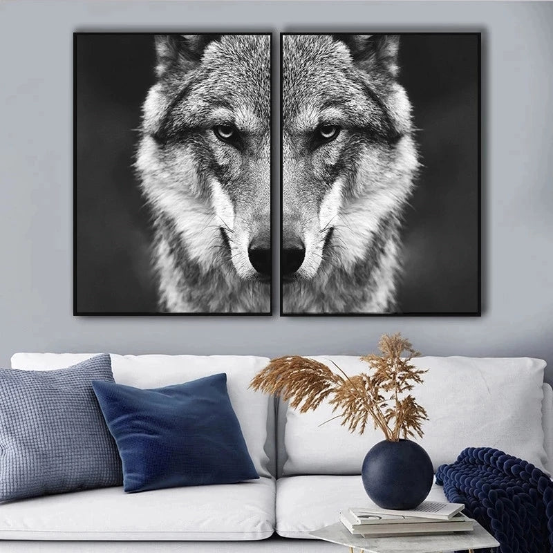 Forest Wolf Head Wall Art Poster - Scandinavian Style Canvas Decor