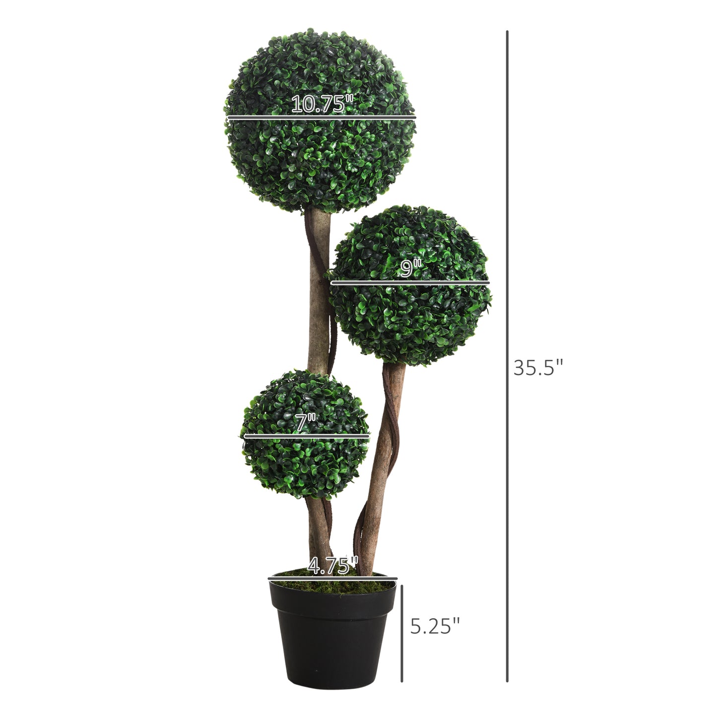 35.5" Artificial Boxwood Topiary Tree - Set of 2 Green Plants