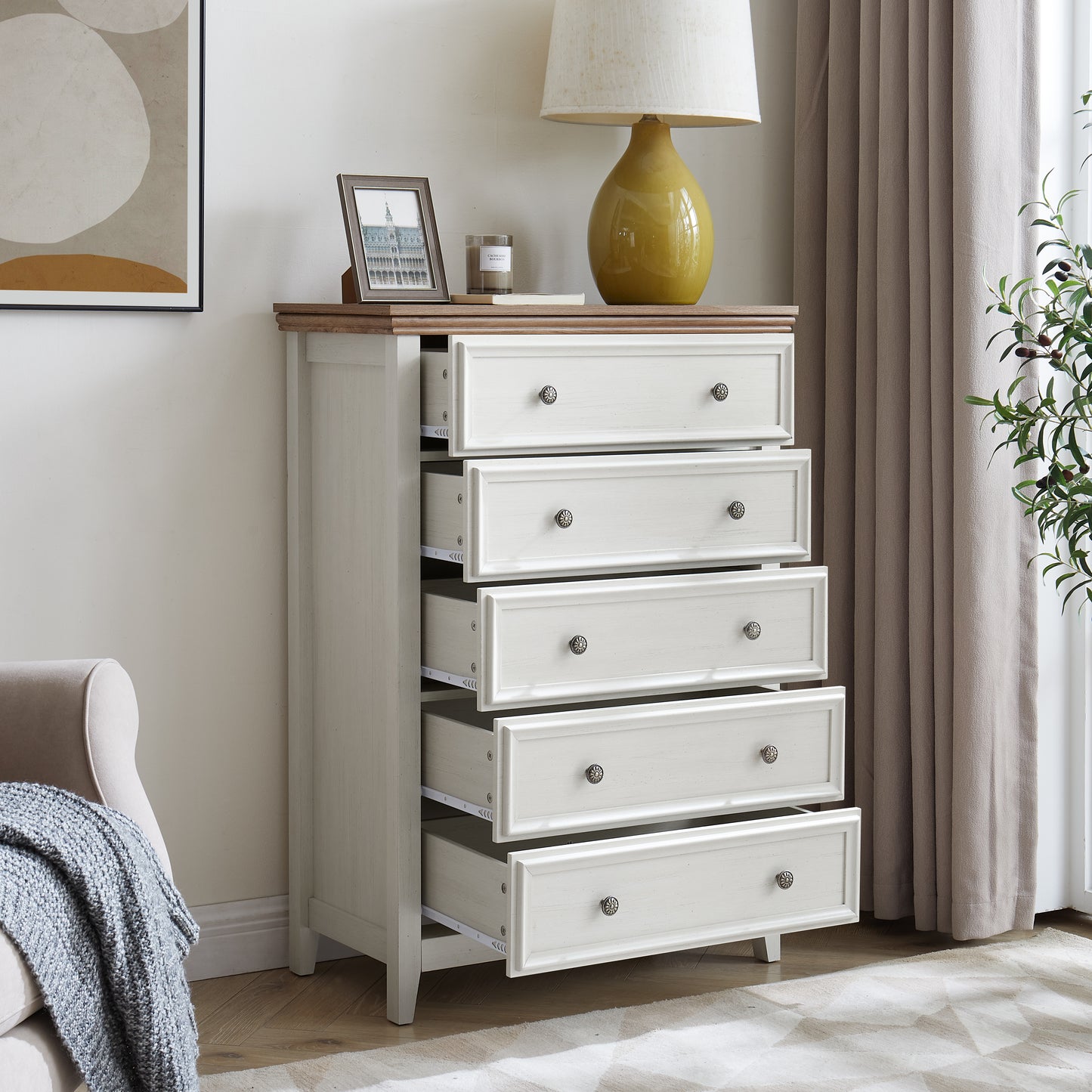 Modern 5 Drawers Dresser Cabinet,Chest Of Closet Organizers And