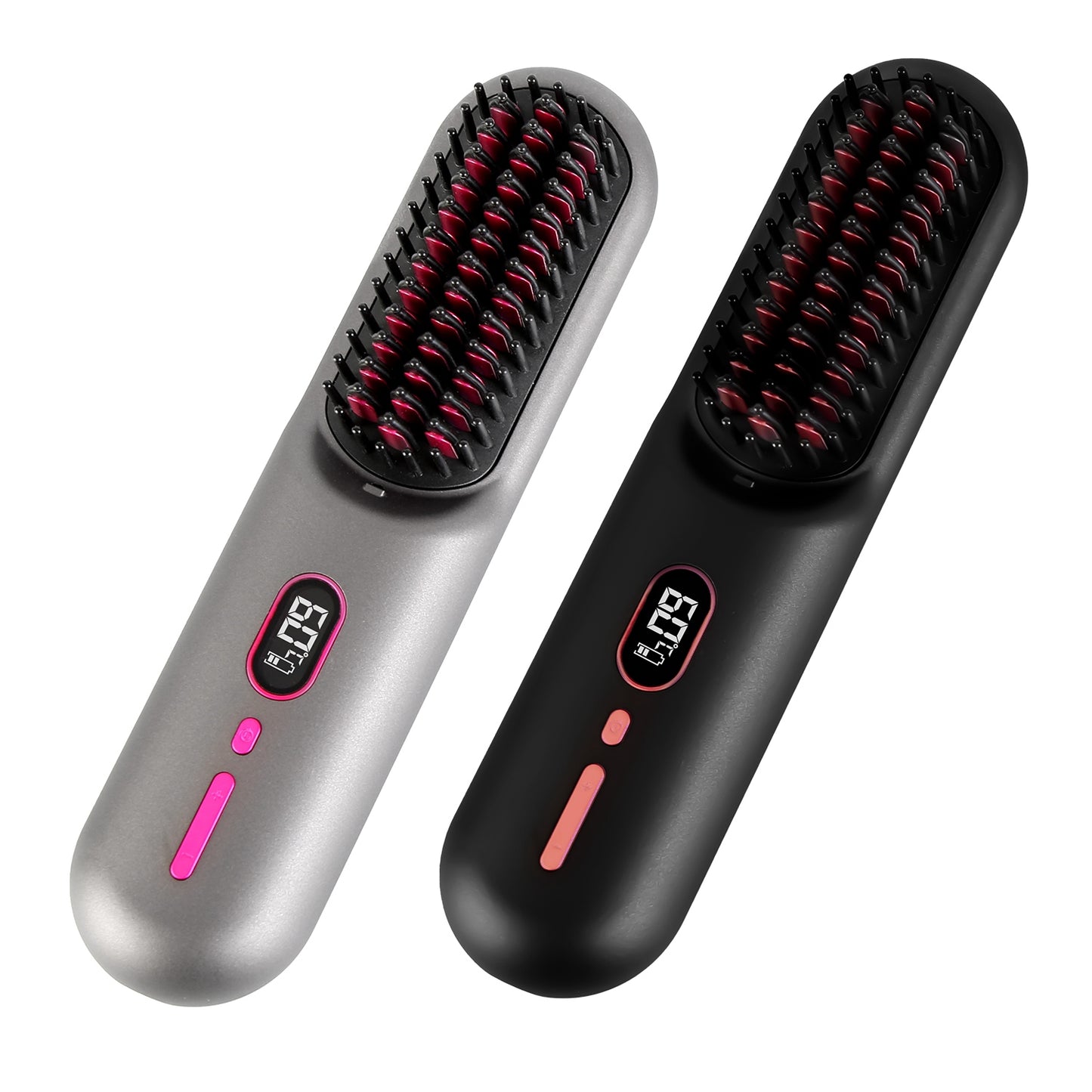 Cordless Negative Ion Hair Straightener Brush - Portable Rechargeable Comb