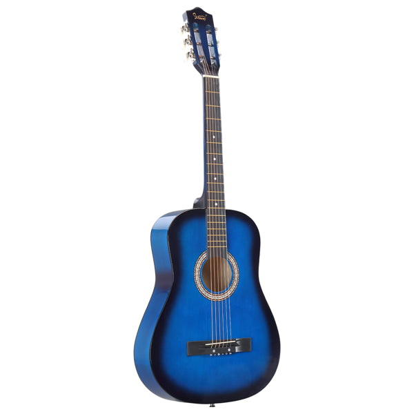 Blue 38-Inch Acoustic Guitar Set with Picks, Strings, Case & Tuner