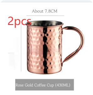 Stainless Steel Moscow Mule Cup Set - Copper Plated Drinkware for Bar & Home