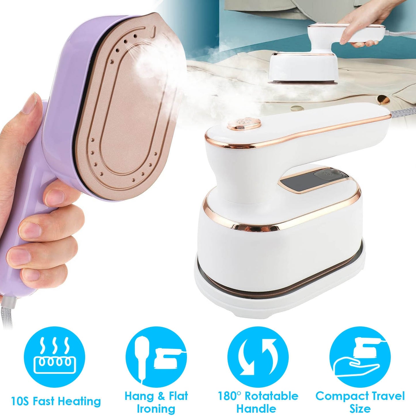 Portable Handheld Garment Steamer - 10S Fast Heating, Compact Design
