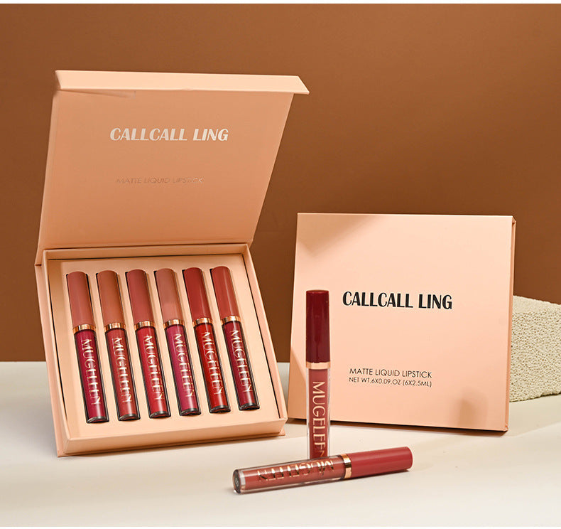 6-Piece Velvet Matte Liquid Lipstick Set - Long-Lasting Waterproof Lip Color