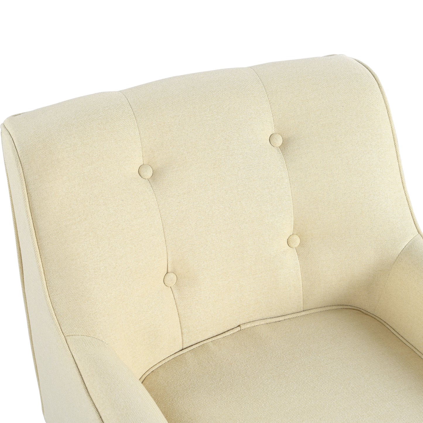 Mid-Century Modern Accent Chair - Beige Tufted Fabric Armchair