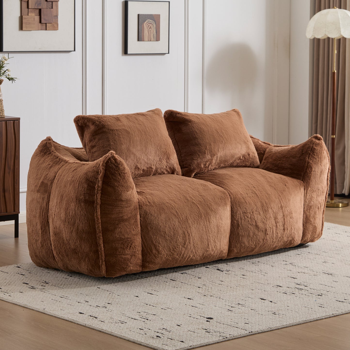 Giant Bean Bag Couch for Adults - Ultra Soft Loveseat Sofa, Brown