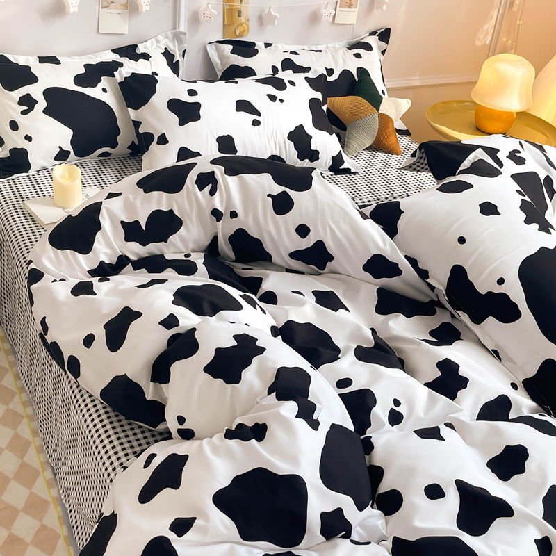 Washed Cotton Bedding Set - Four-Piece, Multiple Sizes & Patterns