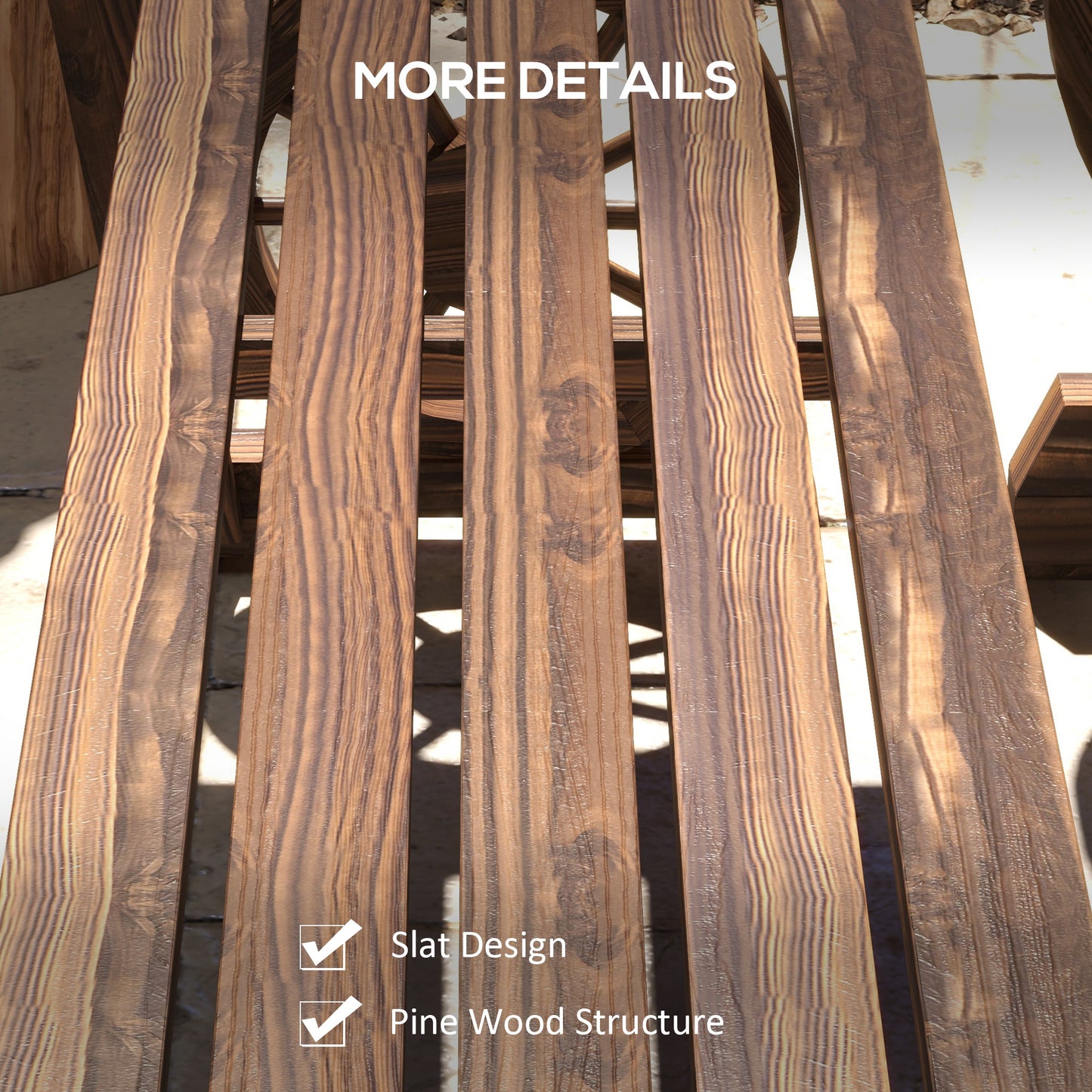 Wagon Wheel Outdoor Furniture Set for 4 - Carbonized Pine