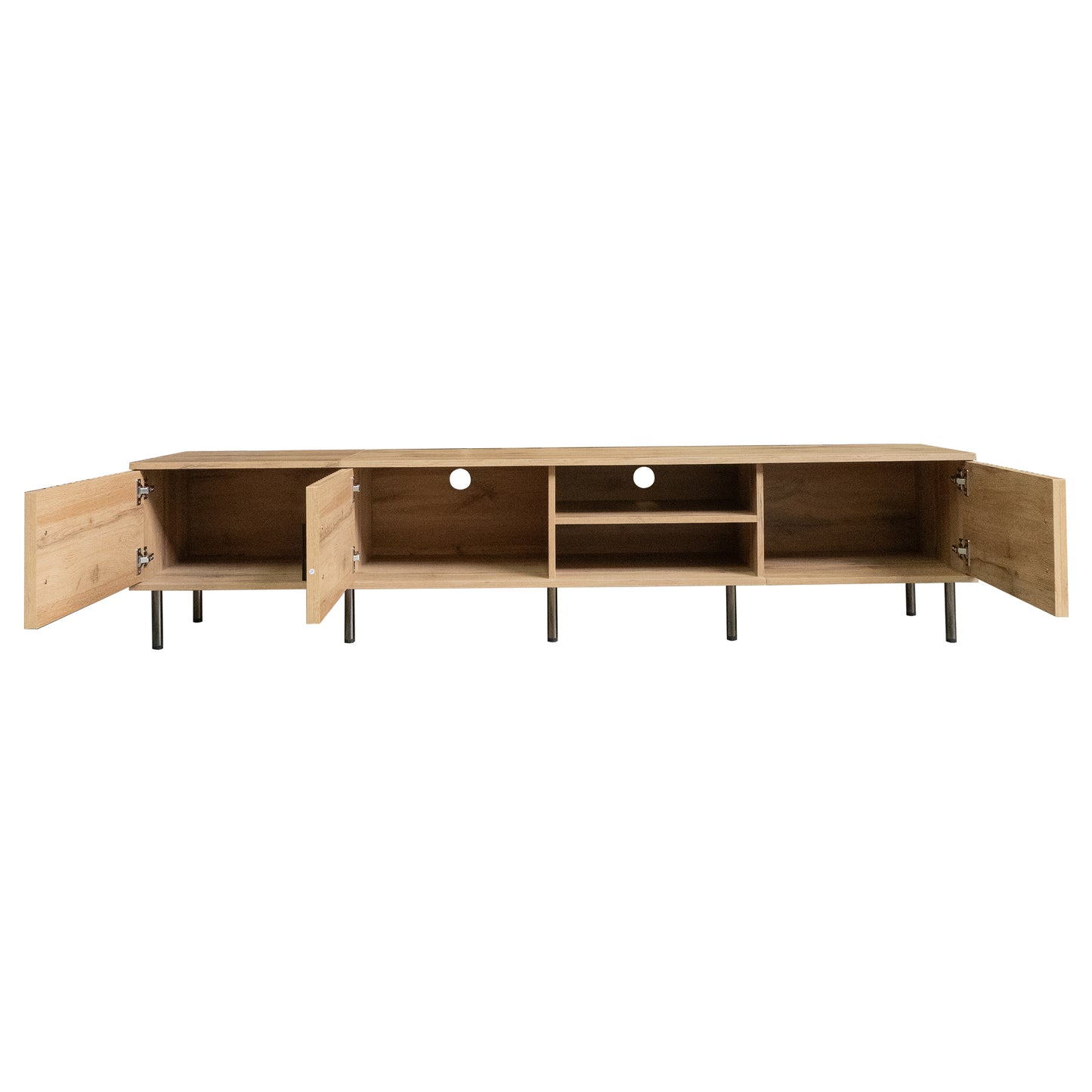 78-Inch Modern TV Stand for TVs Up to 85" - Natural Wood Finish