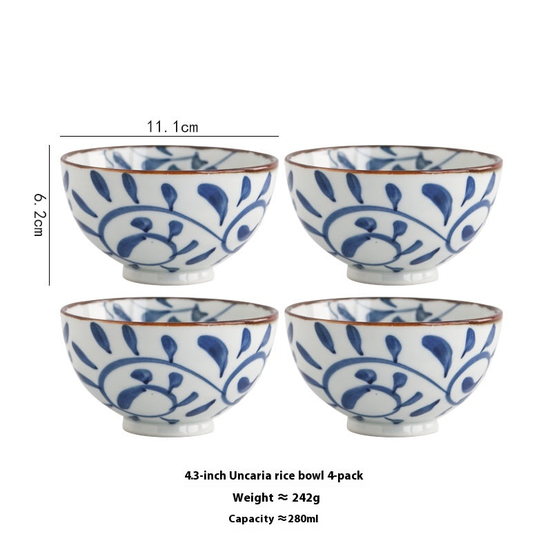 Chinese Style Ceramic Hook Rattan Tableware Set for Kitchen Dining