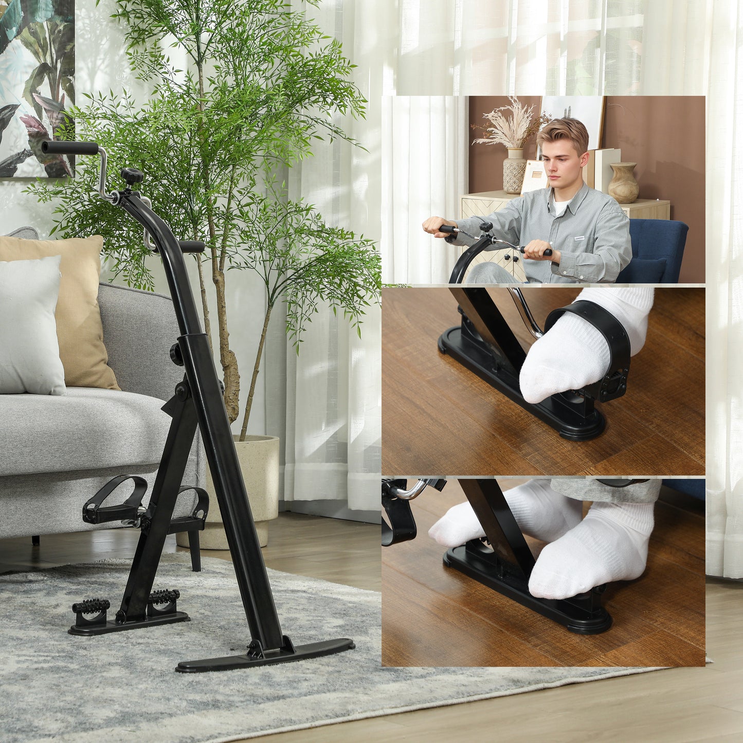 Seated Pedal Exerciser - Foldable Leg Bike with LCD Monitor