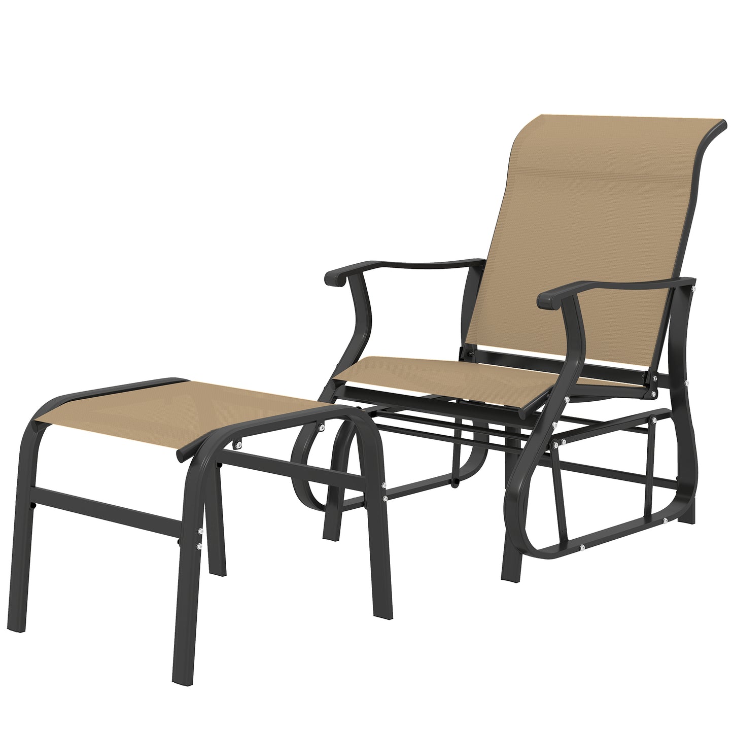 Outdoor Glider Chair Set with Ottoman - Tan