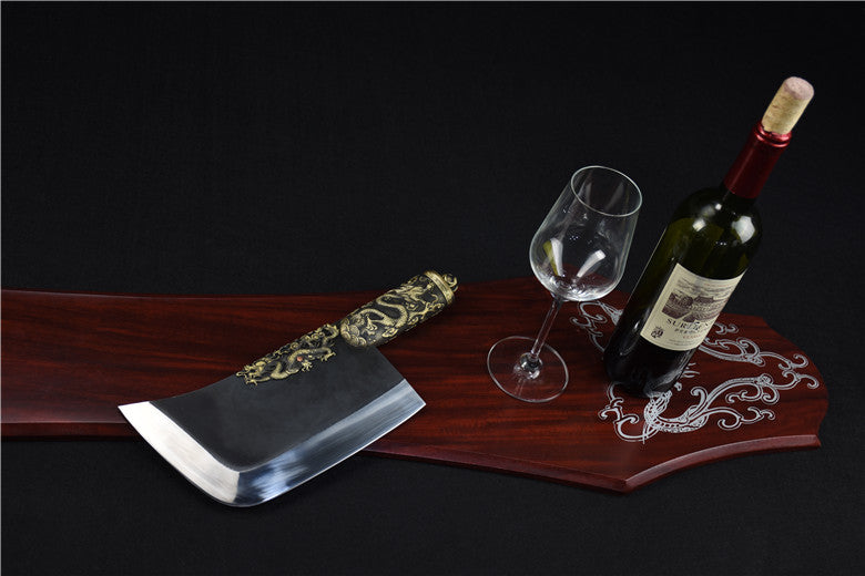 Bone Cutter Knife 33cm T10 Steel Blade Copper Handle for Kitchen Use