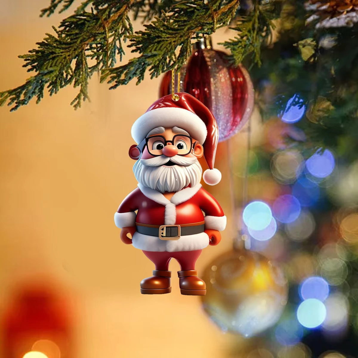 Acrylic Santa Claus Holiday Decor Pendant for Seasonal Festivities