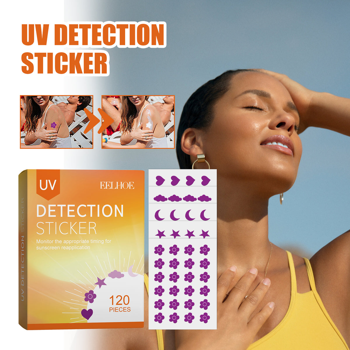 UV Detection Sticker 120 Pieces - Body Care Accessories for Skin Monitoring