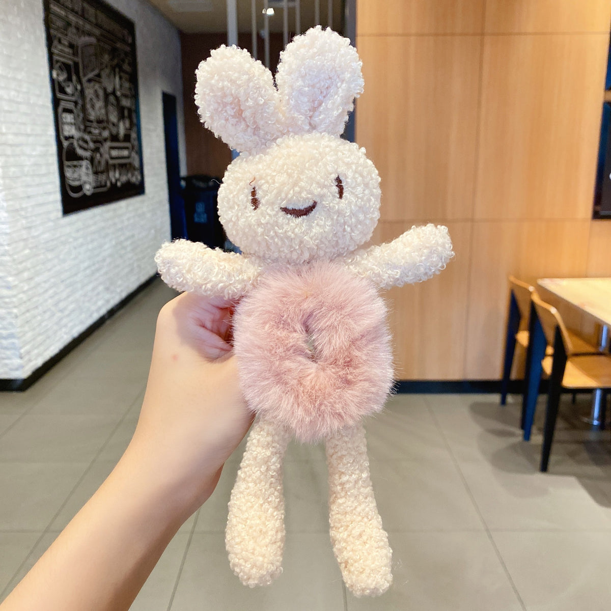 Cute Plush Hair Tie Circle Scalp Band Ponytail Holder for Kids & Women