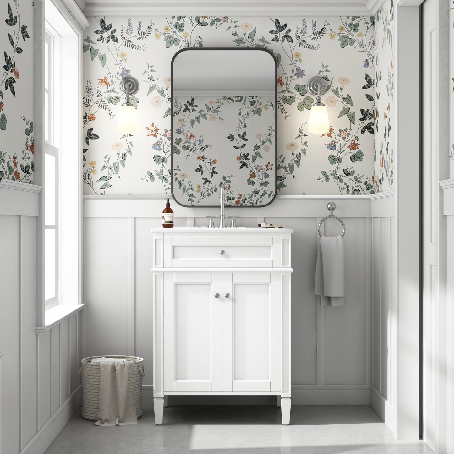 24" Bathroom Vanity with Sink, Soft-Close Doors & Storage
