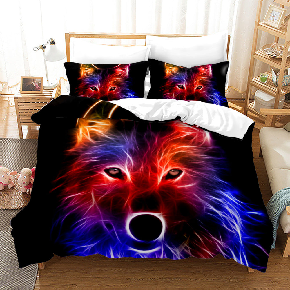 Digital Printed Wolf Bedding Set - 3-Piece Bed Linen for Home Decor