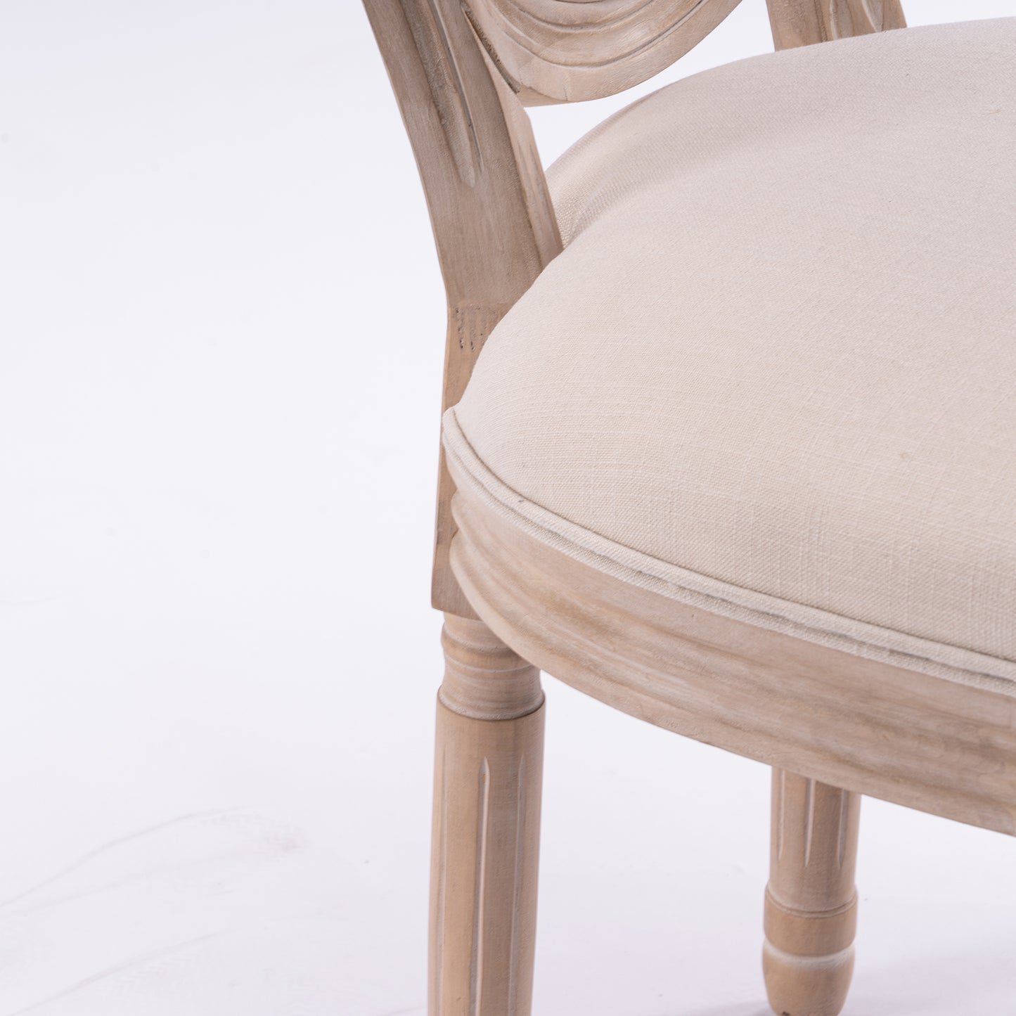 French Country Dining Chairs - Set of 2 Beige Wooden Frame