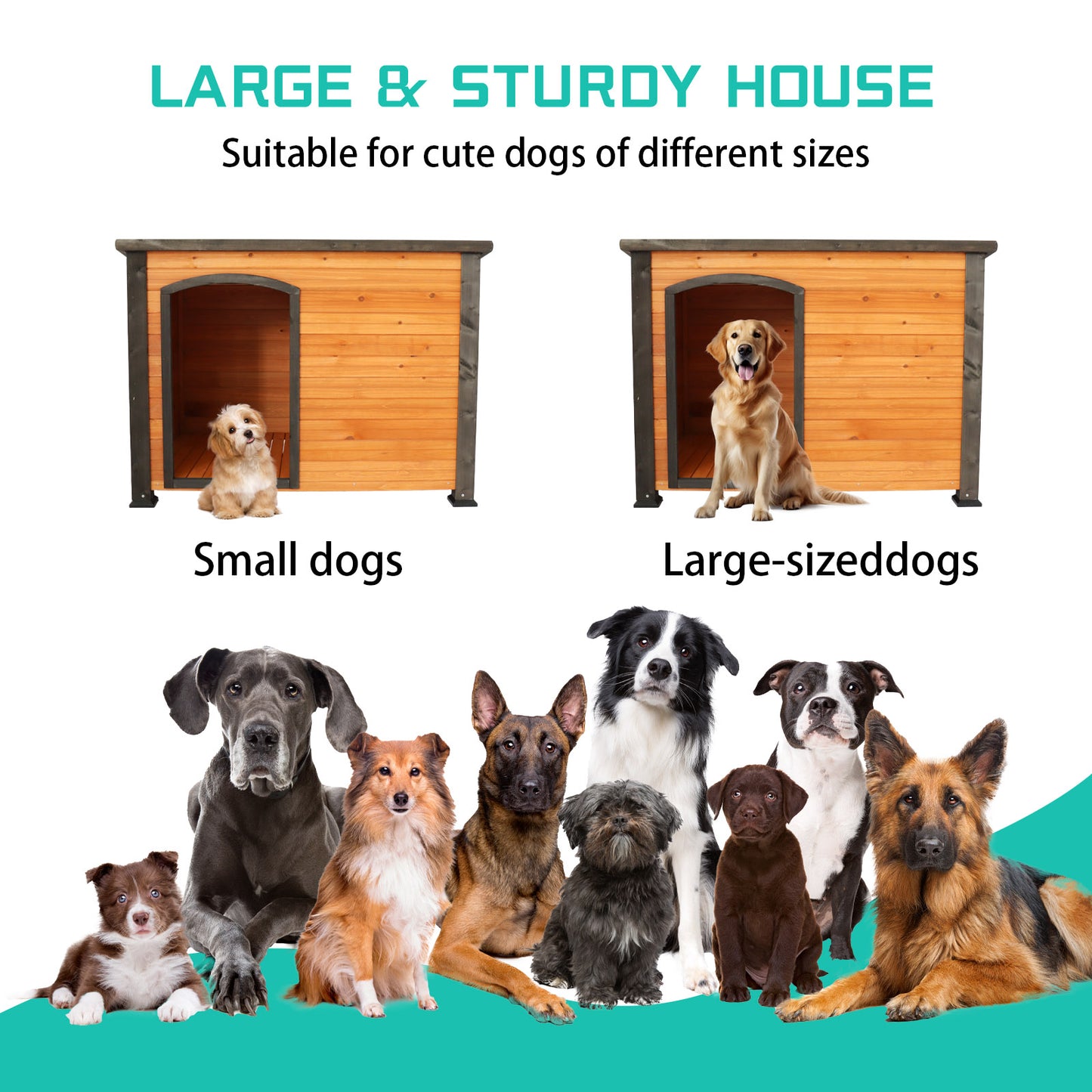 45 Dog House Outdoor And Indoor Wooden Kennel, Winter Strap With