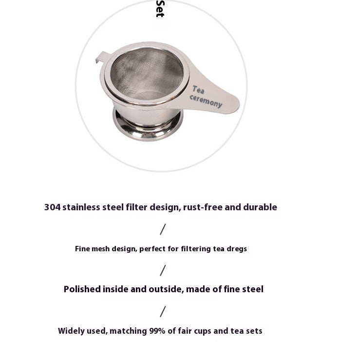 Stainless Steel Tea Strainer with Bracket Chinese Style Kitchen Utensil