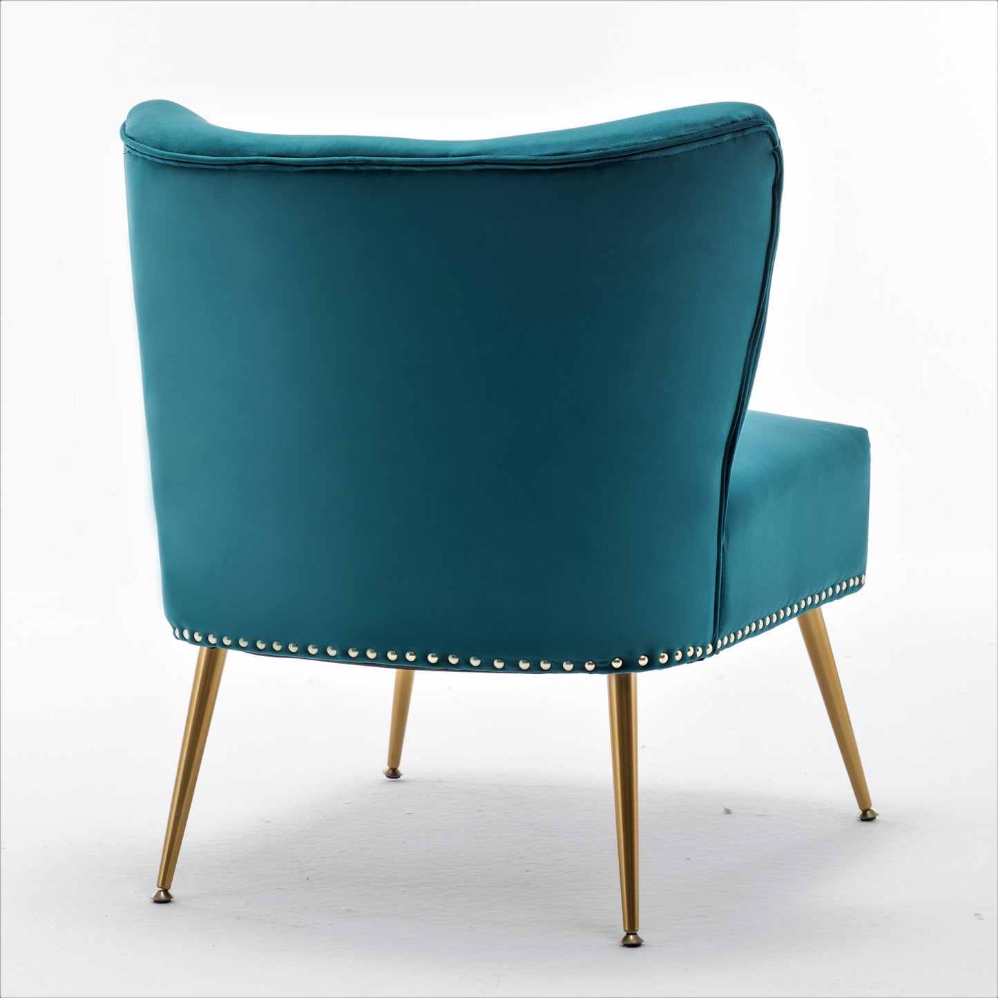 Printed Cloth Accent Chair, Armless Slipper Chair With Metal Legs,